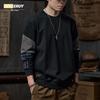 Men's Trendy American Color Block Crewneck Sweatshirt Long Sleeve Casual Top