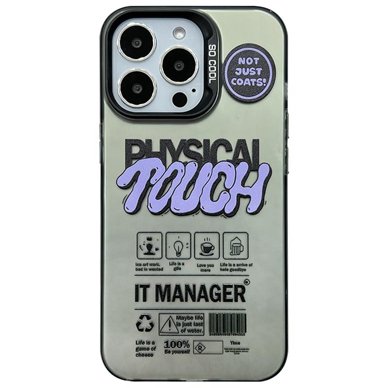 For iPhone 15 Pro Matte Case PC TPU English Tags Printed Phone Back Cover