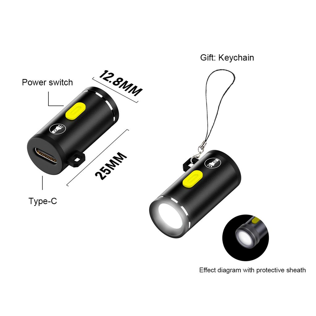 Mini Led Flashlight Not Need Battery Design Cob Cold White Powered By Type C Connectors Portable Pocket Size Working Flashlights