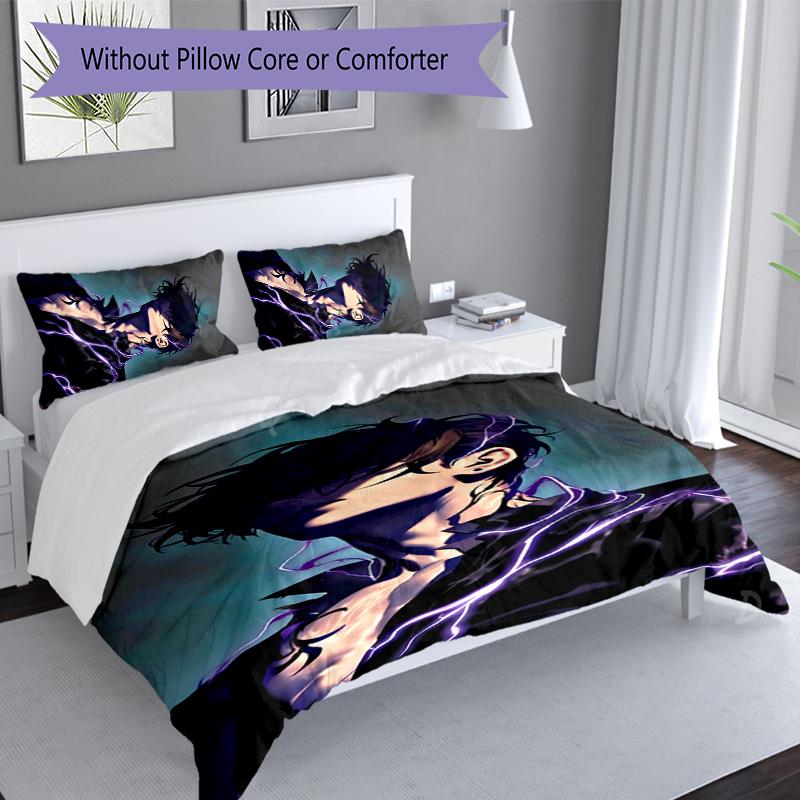 3pcs Solo Leveling Sung Jin-woo2 pattern bedding set duvet cover set includes duvet cover &pillowcases, perfect all season bedroom decoration & gift