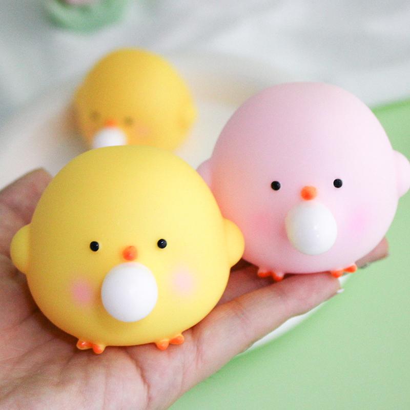 Handmade Cute Blow Bubble Chick Squishy Fidget Toys Decompression Sensory Stress Relief Squeeze Toy For Adults Kids Party Favors