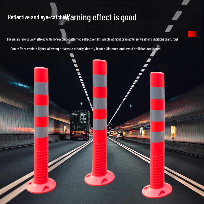 

Thickened PU Warning Posts, Elastic Safety Barriers, Road Reflective Posts, Plastic Guardrails, Anti-Collision Barriers Orange Red Yellow Film Warning Post 7*18*45cm
