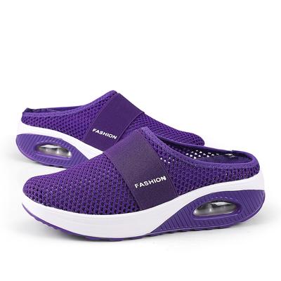 Large Size Mesh Slippers Women's Shoes Summer Half Slippers Air Cushion Casual Sports Shoes Flying Woven Breathable Women's Shoes 0307