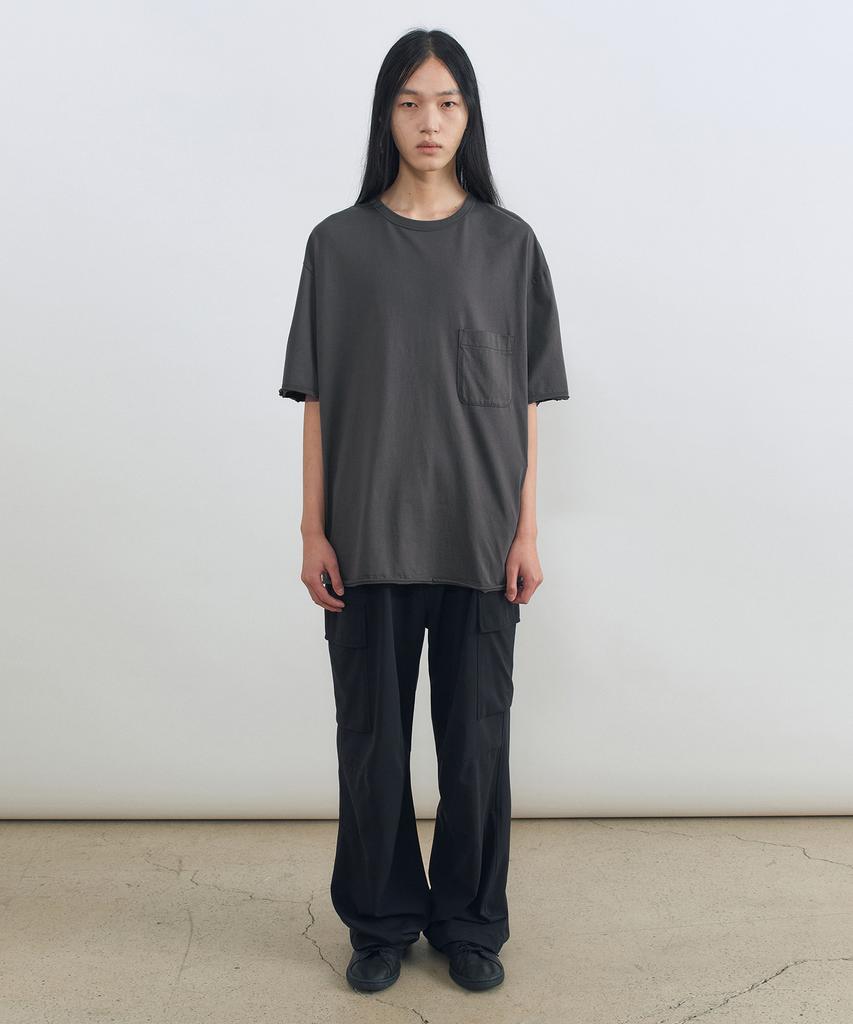 INSILENCE Oversized Cutoff Pocket T-Shirt Charcoal