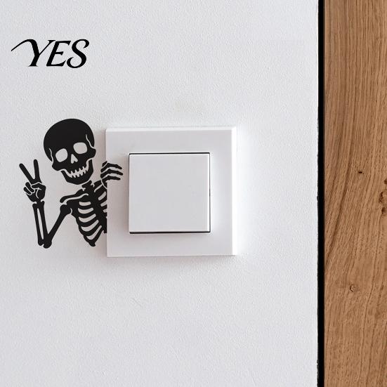 Switch Plate Decoration Funny Skeleton Sticker, Waterproof Light Decals, Self Adhesive Decor Decals Wall Art Decor, Removable for Bedroom Living Room