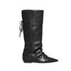 Folded Pointed Short Boots Women's Flat Bottom Straps Autumn and Winter New Retro Niche Maillard Western Cowboy Boots