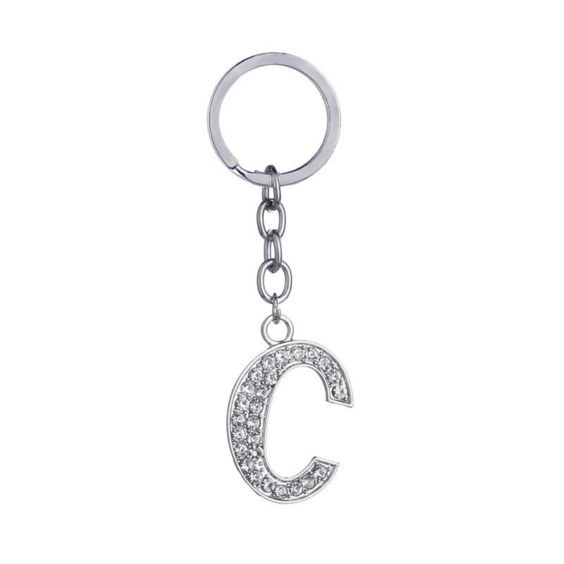 Fashion Charm 26 English Letters A-Z Alphabet Keychains Car Bag Crystal Rhinestones Alloy Name Key Chains Jewelry