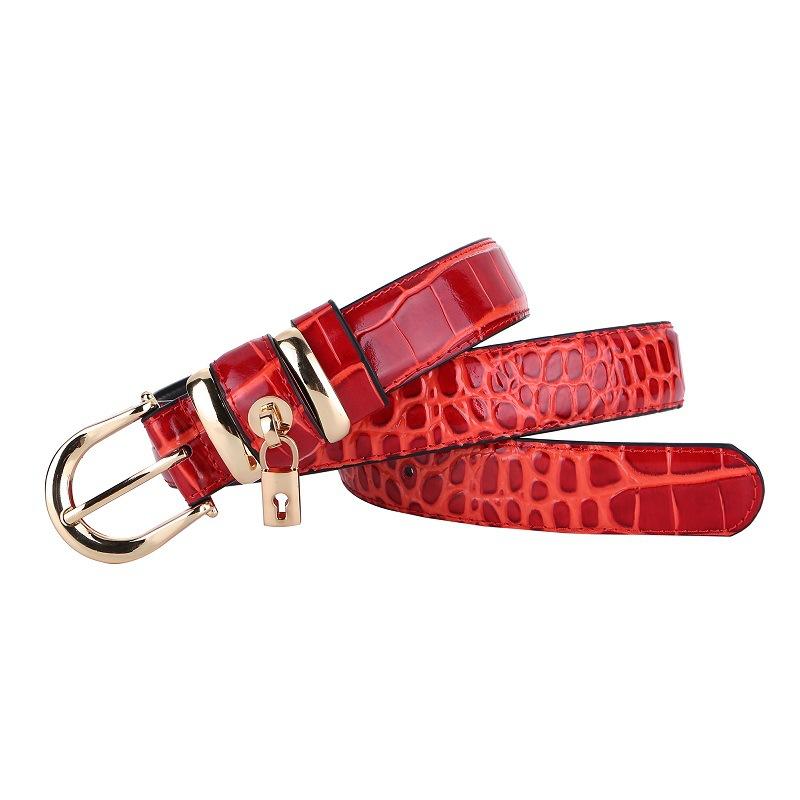 Crocodile Pattern Leather Belt Women's Casual Pin Buckle Genuine Leather Belt Women's All-Match Simple Decoration Pant Belt