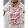 Mesh Lace Waist Niche Style Base Tops Sling