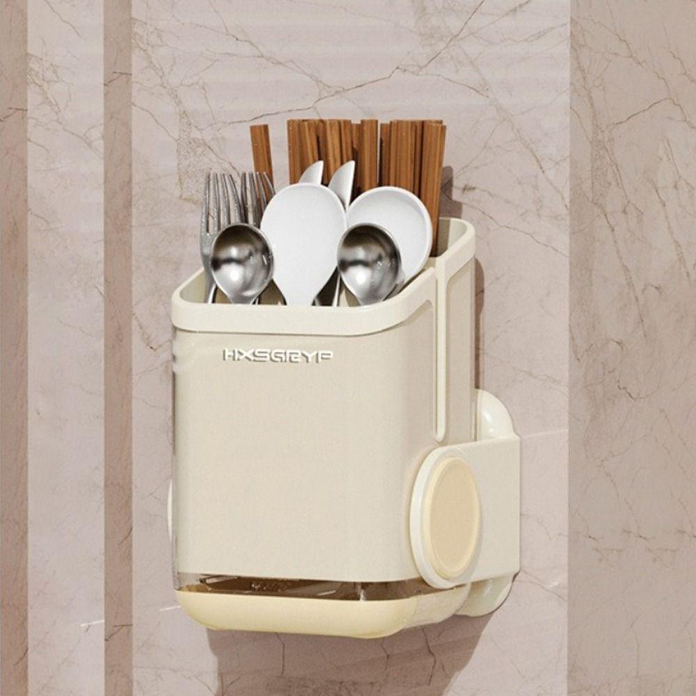 Wall Mounted Rotatable Chopstick Holder Countertop Cutlery Drying Basket Cutlery Rack  Kitchen