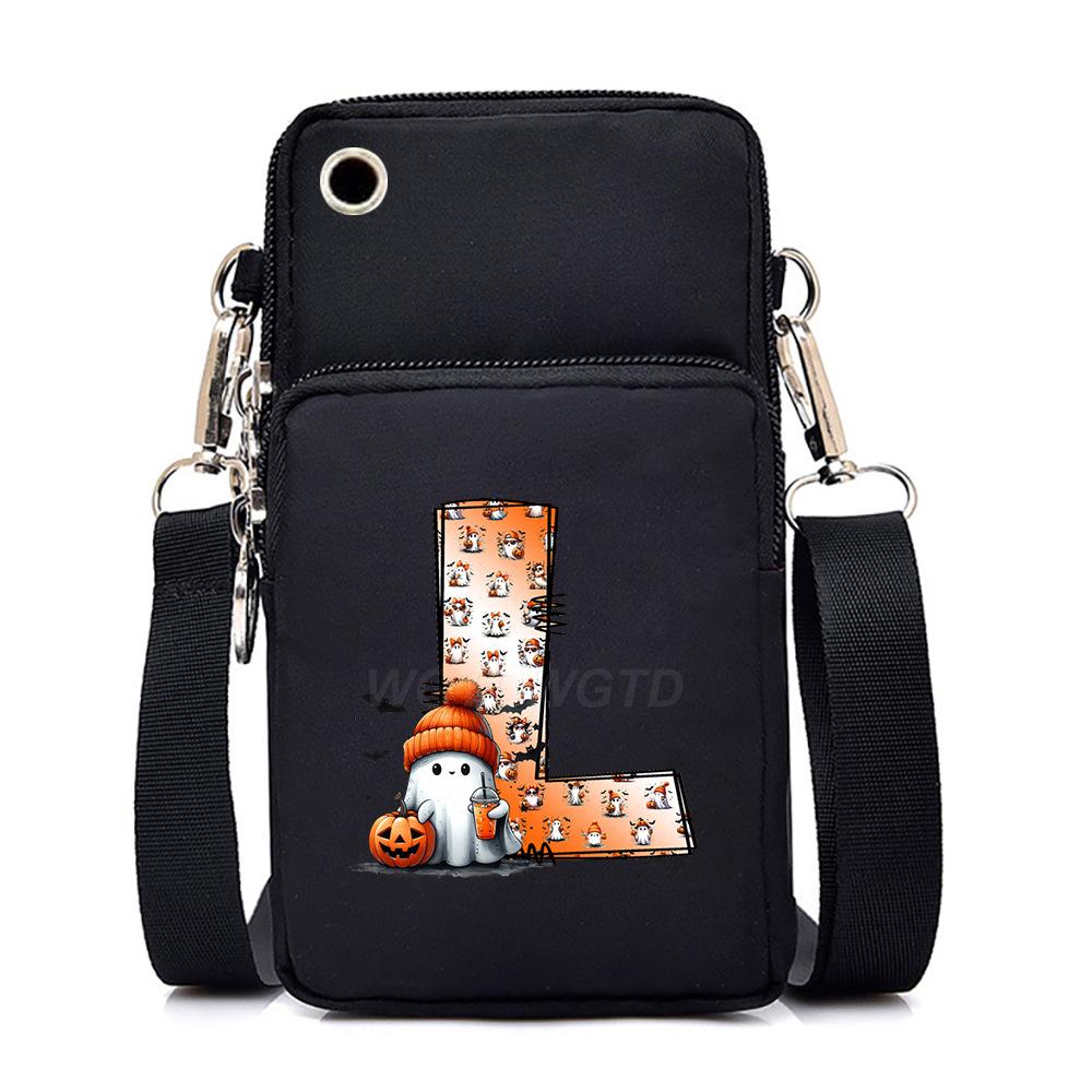 Halloween letter printing trend mobile phone bag vertical square black messenger bag change bag