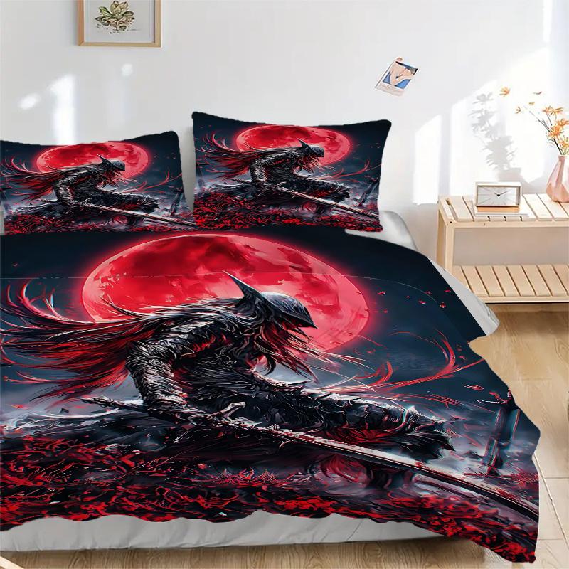 

3 шт. Воин Кровавой Луны Фэнтези Арт Принт Домашний Декор Постельное Белье-Универсальный Трехкомпонентный Комплект для Спальни, Гостевой Комнаты, Гостиной, Отеля-Perf 135x200cm
