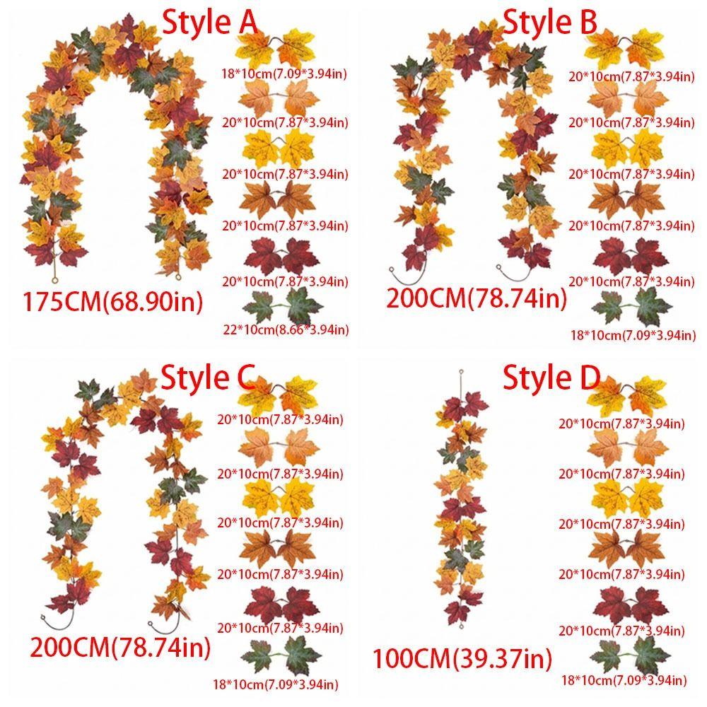 Vibrant Autumn Leaf Hanging Vine Flexible Faux Fall Leaves Strings Outdoor Decor