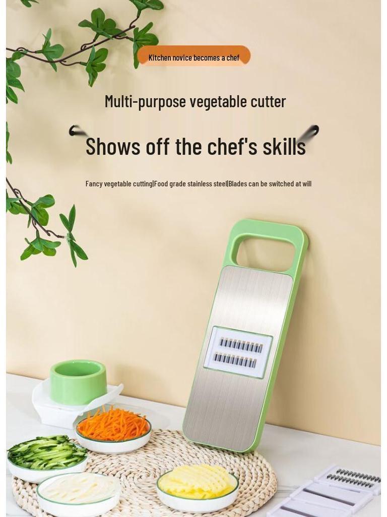 Multifunctional Vegetable and Potato Slicer, Shredder, and Julienne Grater with Kitchen Inserts