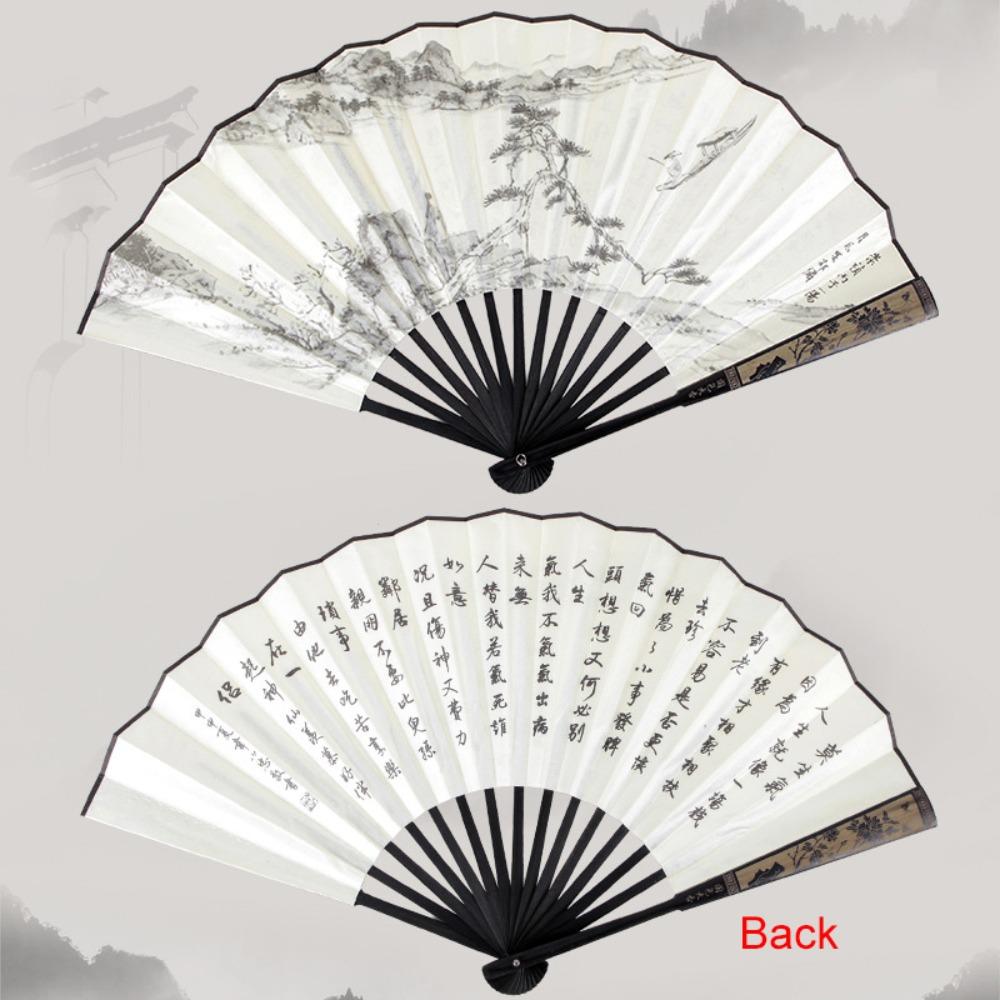 Large Size Ancient Painting Hand Fan Hand Held Summer Fan Party Favor Man Silk Fan Photo Props