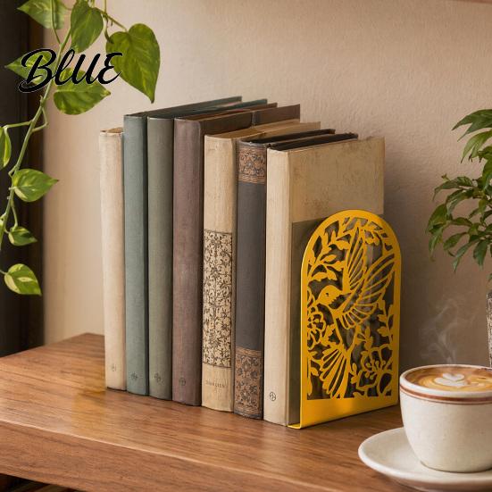 Metal Bookends 1 Pair Hummingbird for Shelves Decorative Heavy Duty Book Ends Stoppers Unique Design Office Desk Shelf Non-Skid Holder Organizer
