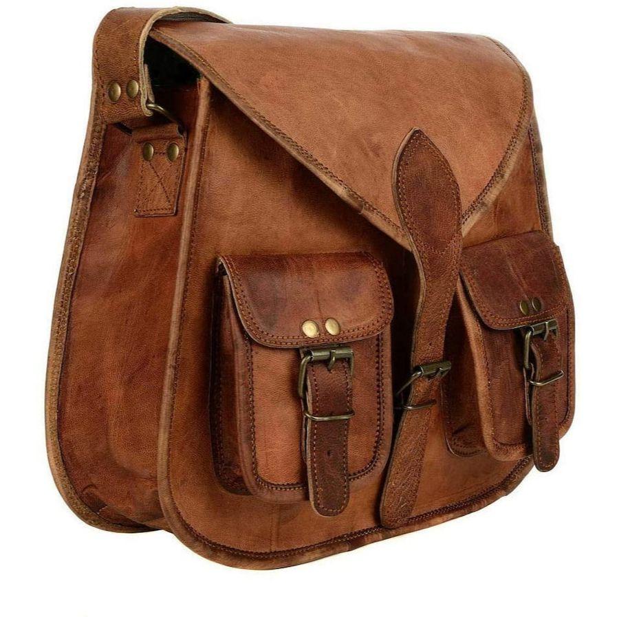 13-дюймовая женская сумка-тоут ручной работы из натуральной коричневой кожи в винтажном — фото 2