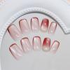 Red French cat-eye gradient fashionable removable wearable nails 30 pieces