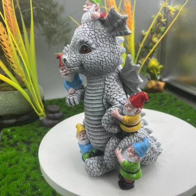 Statues de gnomes de dragon Figurines de dragon Statues de dragon en résine Statue d'extérieur Gnome Décoration de jardin Décorations de printemps pour la maison