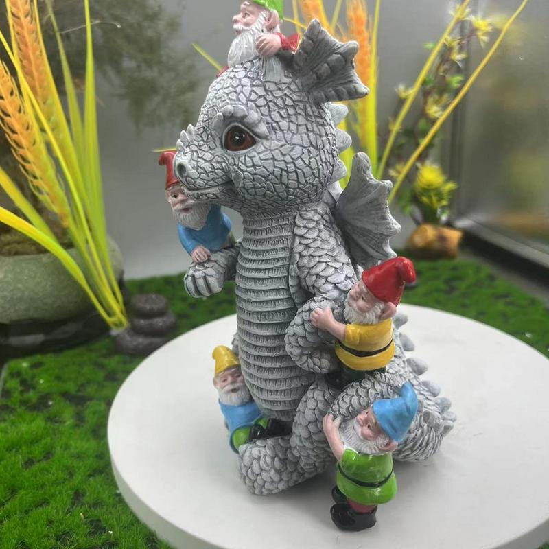 Dragon Gnome Statues Dragon Figurines Resin Animal Dragon Statues Outdoor Statue Gnome Garden Decor Spring Decorations For home