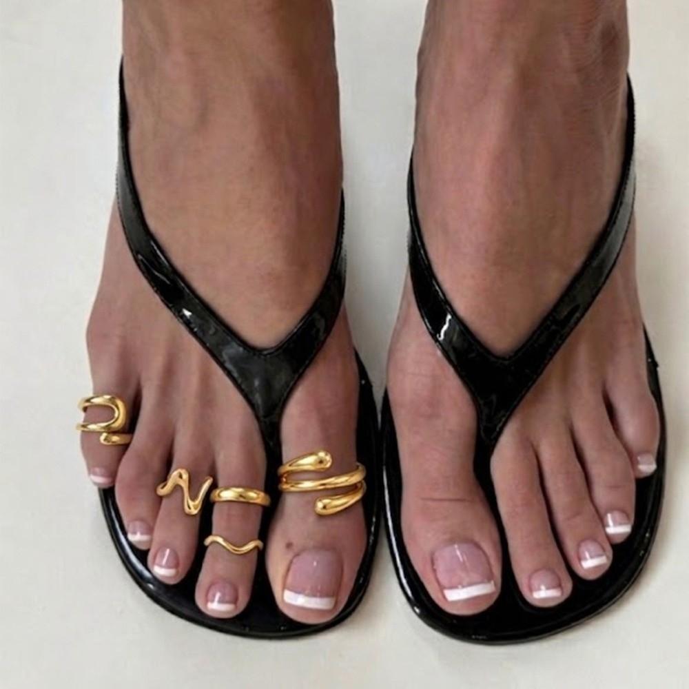 5PCS/3PCS Adjustable Open Foot Rings Polished Finish Beach Jewelry  Summer Season
