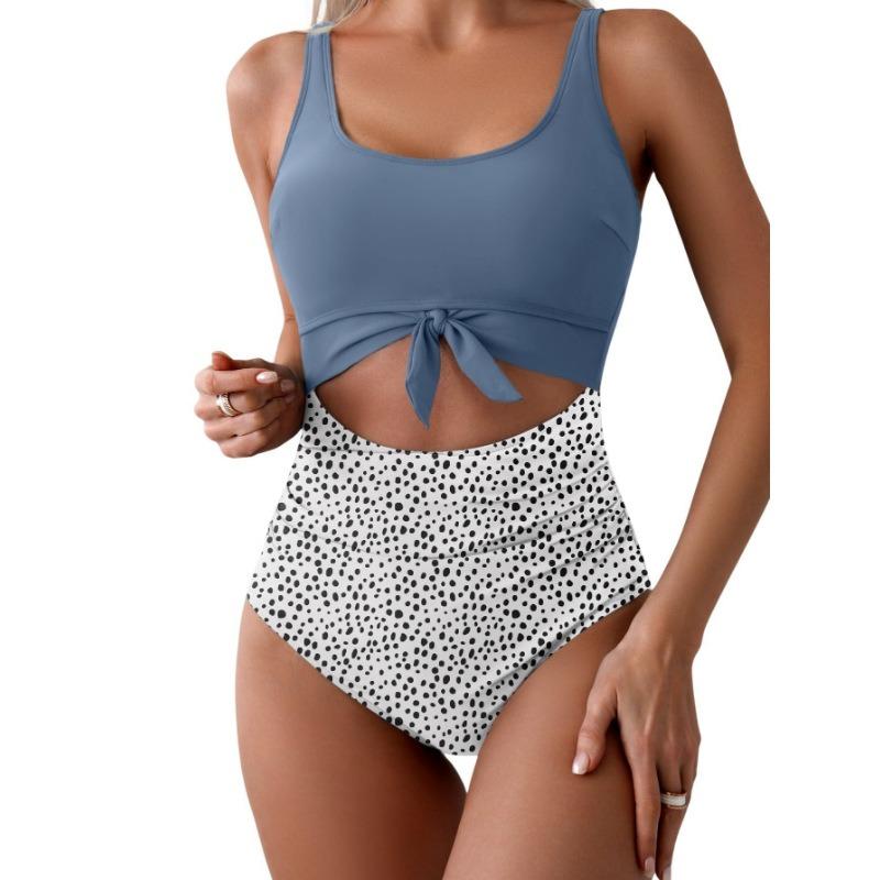 2026 European Beautiful Women's One-piece Swimsuit Belly Slim Swimsuit Hollow Lace-up Swimsuit