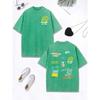 Little Bear Text Graffiti Prints Washed T-Shirt Women Cotton Oversized Tops Comfortable Distressed O-Neck T Shirt Clothes