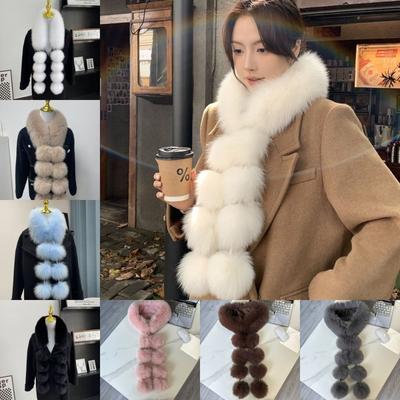 New Solid Color Winter Long Scarf Shawl Thicken Faux Fox Fur Neckerchief Wrap Soft Neck Scarf Women