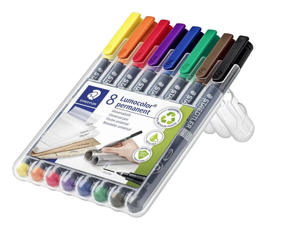 Staedtler Lumocolor Extra Fine 8 318 WP8 Oil-Based Pen, Tip, Colors,