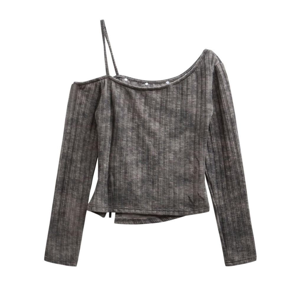 American Retro Y2K Print Off-shoulder Long Sleeve Women's T-shirt