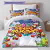 My Singing Monsters Pattern Bedding,Quilt Set Quilt Cover Pillowcase Home Birthday Gift (1 * Duvet Cover + 2 * Pillowcase, Without Core)