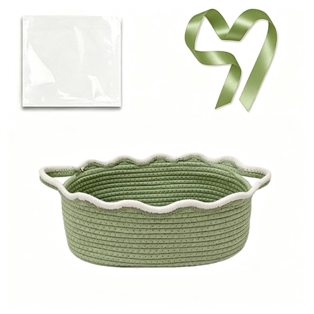 With Handles Cotton Rope Woven Basket Oval Sundries Storage Organizer Laundry Hamper  Nursery