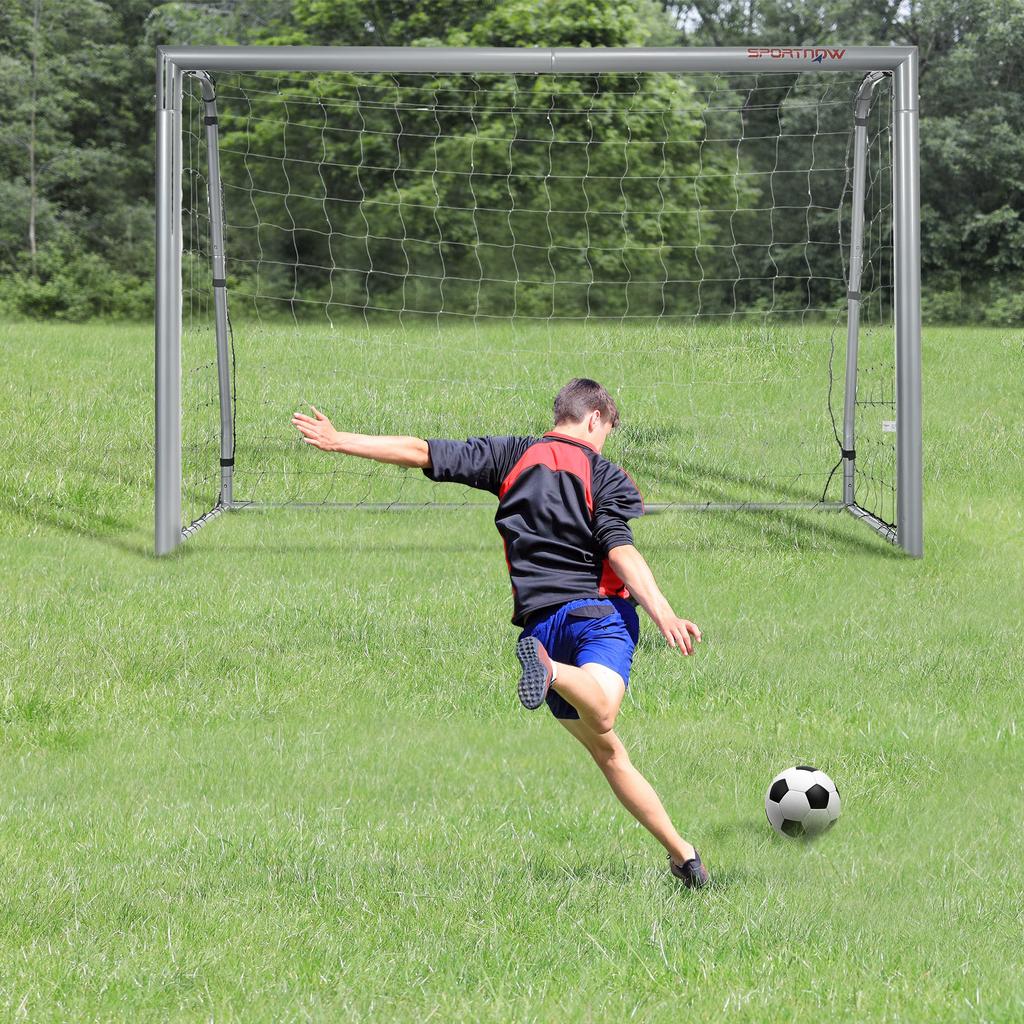 Porta da Calcio 2,4m x 1,5m, Rete da Calcio per Giardino con Picchetti, Montaggio Rapido e Semplice