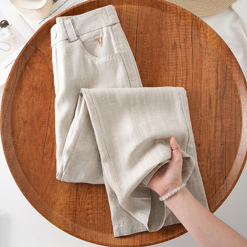 Women's Cotton-Linen Wide-Leg Pants - 2026 Spring/Summer Relaxed Fit, Casual Yamamoto Style, Loose Straight-Leg.