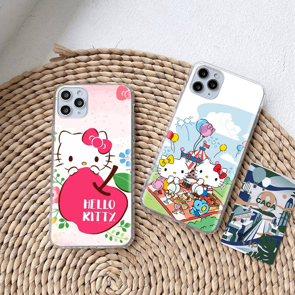 KT62 Cute Hello Kitty Case for Samsung A04 A14 A23 A34 A54 M23 M33 M52 M53 Realme 10 9 C30S C35 C55 VIVO Y02S Y21 Y33S Y51 X80 Pro Clear Cover