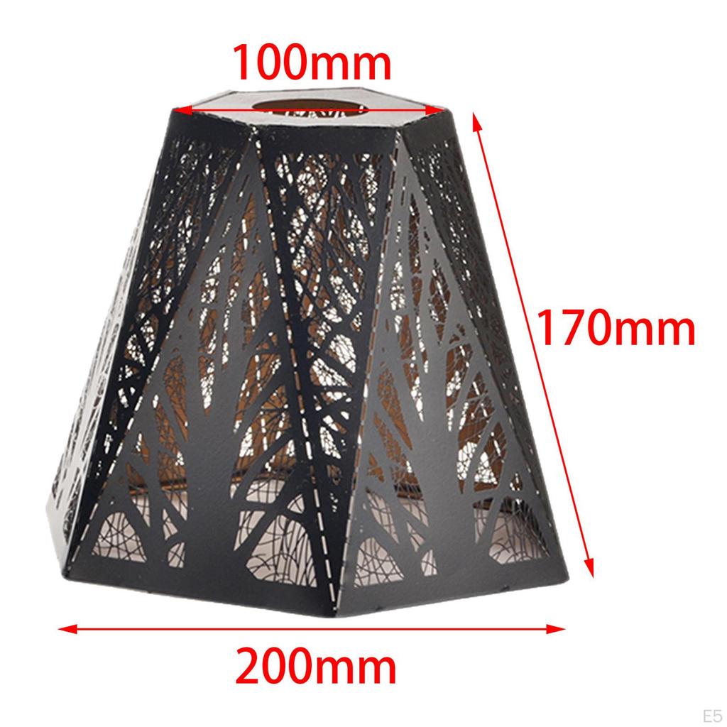 Decorative Pendant Lamp Shade, Iron Lampshade Carving Metal Cage Shade Cover Pastoral Style for