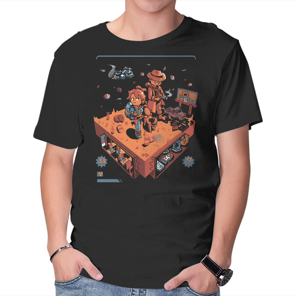 Unisex Crew Neck T-Shirt Isometric Fallout Wasteland Graphic Short Sleeve Casual Tee XXL