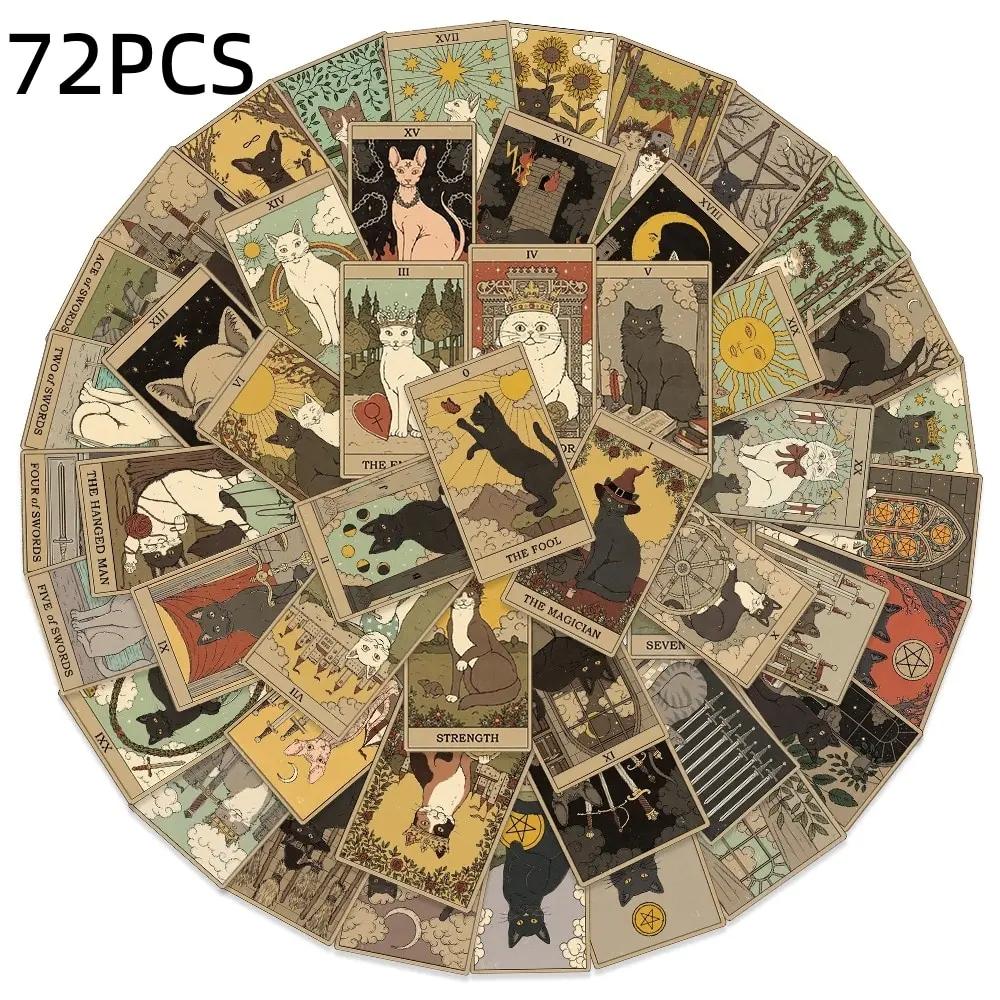 

72PCS Cartoon Cat Tarot Sticker Car Skateboard Laptop Luggage Graffiti Divination Aesthetics Adornment