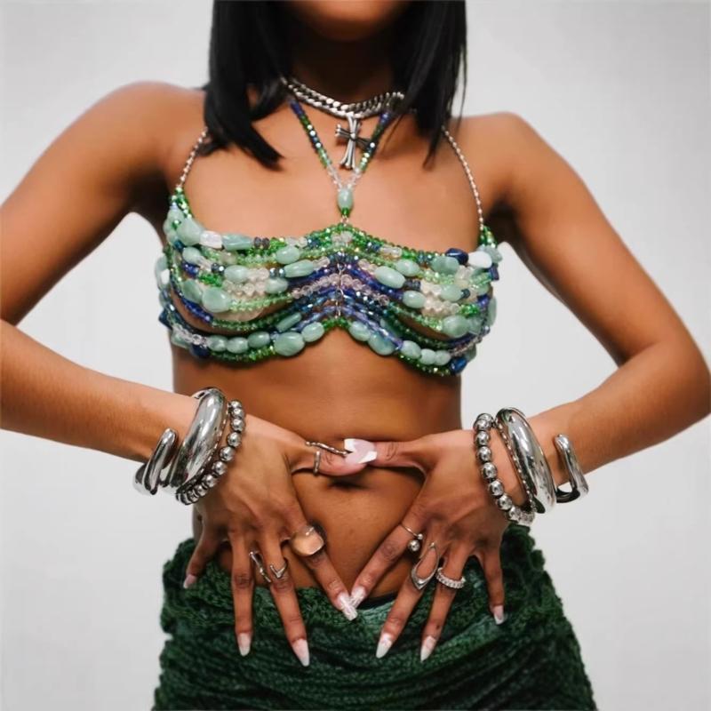 Stylish Acrylic Chest Necklace Portable Comfortable Fit For Music Festival Swimwears