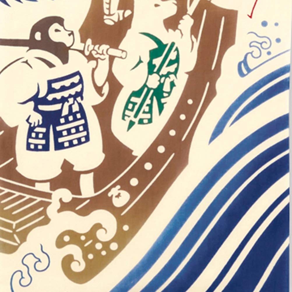 Made in Tenugui 35 x Japanese Folktale Momotaro Miyamoto-Towel Kenema, Japan, Chū-dyed (Tenugui) 90cm, (50160)