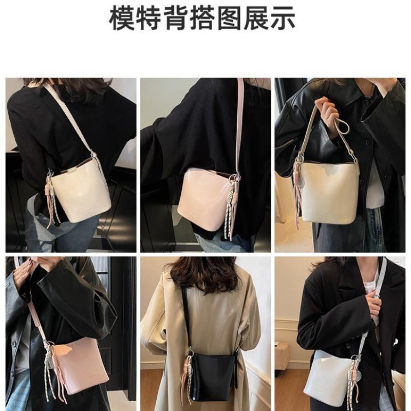 Retro Simple Casual Hand Bucket Bag Spring and Summer New High-end Versatile Child and Mother Bag Single Shoulder Messenger Bag