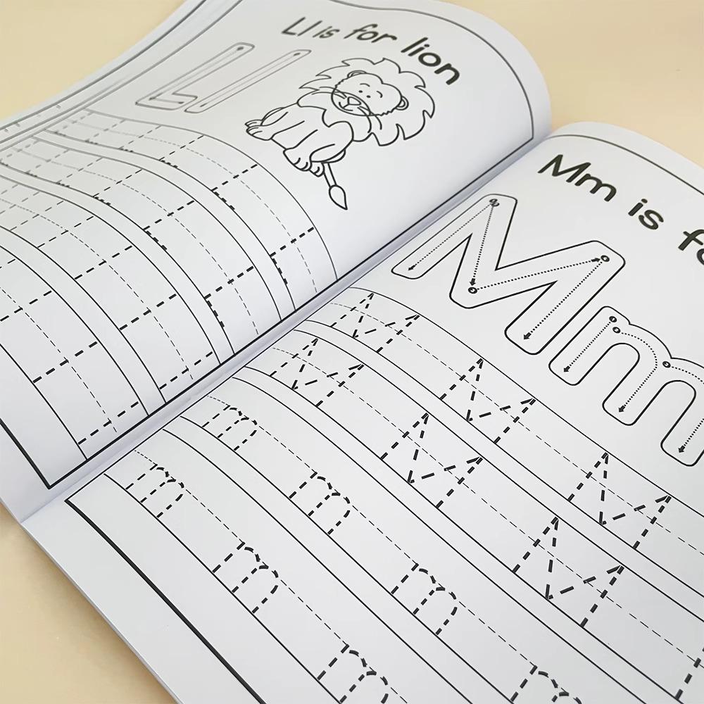 Pisanie po śladzie Liter A-Z Wielkie i Małe Pisanie i Kolorowanie Zeszyt Ćwiczeń Przedszkole Nauka Angielskiego Montessori Format A4