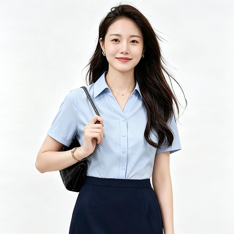 Shirt Women's Long Sleeve Occupational Commuter Interview Non-ironing Women's Shirt Work Clothing Wholesale Embroidery Logo Professional Clothing