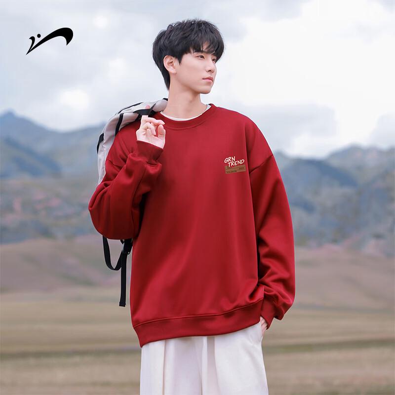 Guirenniao Men's Loose Fit Crewneck Drop Shoulder Sweatshirt