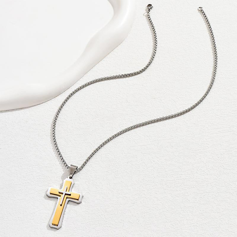 Gold Cross Pendant Necklace, Stylish and Simple Stacking Design Pendant Necklace Gift