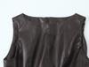 2026 Spring Leather Effect Belted Top & High-Waisted Slim Midi Skirt Set