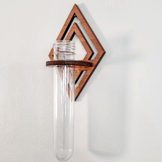 Wall Air Plant Holder Wooden Geometric Air Plant Stand Rustic Wall Mount Planter for Home Living Room Bedroom Decor