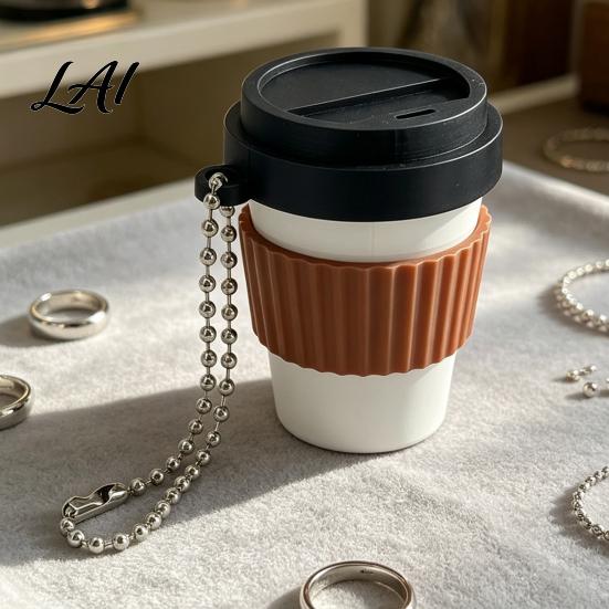 Coffee Cup Shape Clicker 3D Printed Clicker Press Fidget for Finger Stress Relief Backpack Hanging Toy with Ball Chain Relief