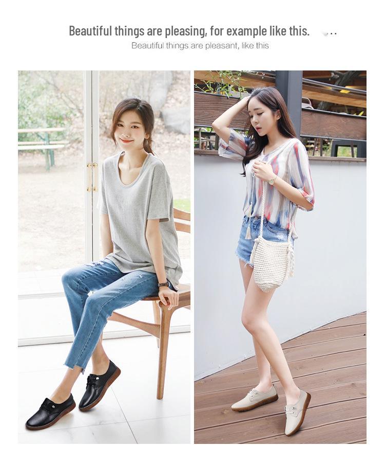 Women's Genuine Leather Slip-On Shoes - Autumn Soft Sole, Non-slip, Casual White Flats