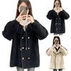 Women Jacket Fake Two-piece Drawstring Double-breasted Long Sleeves Cardigan Contrast Color Jacket